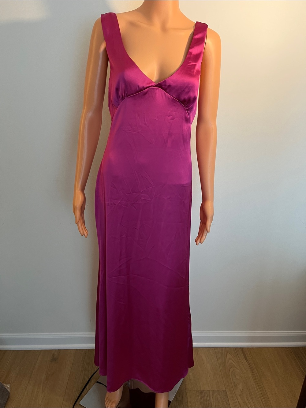 Princess Polly Fuchsia Satin Slip Maxi Dress